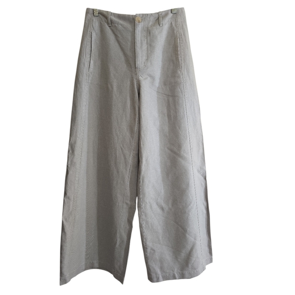 Tela Vanda Trousers In Pearl Grey Loose Wide Leg Cotton Linen Blend Small IT42 - Picture 4 of 13